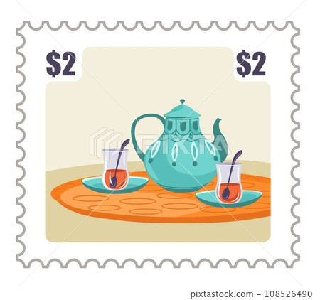 Thailand postcard or postmark with tea and pot 108526490