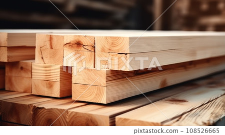 Wooden lumber, industrial wood, timber. Pine wood timber Wooden lumber, industrial wood, timber. Pine wood timber 108526665