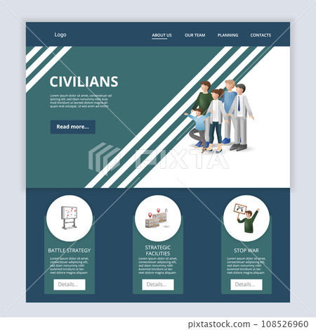 Civilians flat landing page website template....-插圖素材 [108526960] - PIXTA圖庫