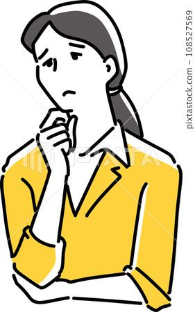 Thinking female employee Thinking female employee 108527569