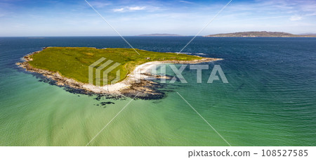 Aerial view of the island of Inishkeel bz Portnoo in County Donegal, Ireland. Aerial view of the island of Inishkeel bz Portnoo in County Donegal, Ireland. 108527585