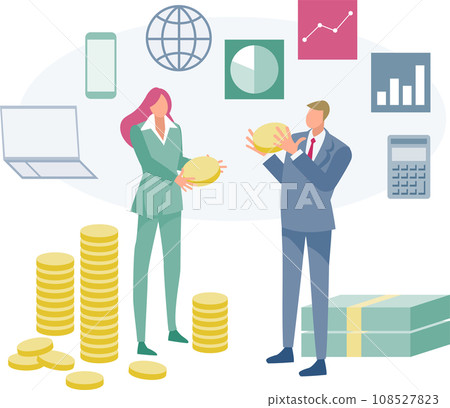 Image illustration about men and women in suits and money 108527823