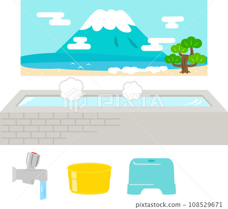 A public bathhouse with a mural of Mt. Fuji A public bathhouse with a mural of Mt. Fuji 108529671