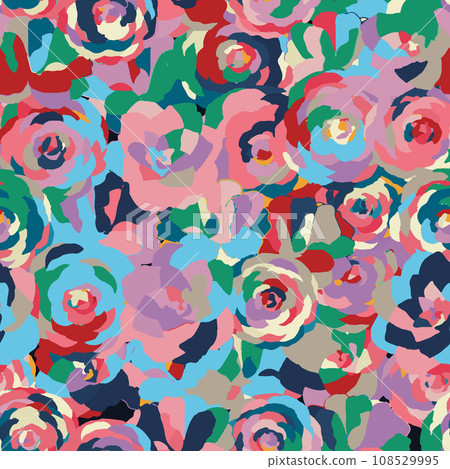Watercolor floral seamless pattern. Vector illustration of watercolor textured abstract art textile flower design.  108529995