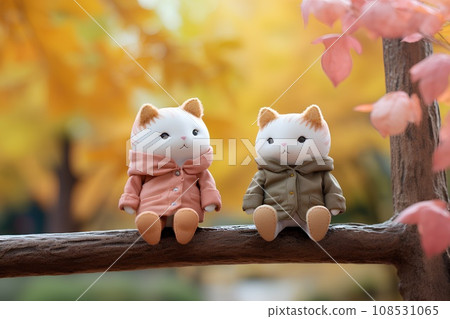 Cat and Bench (3D) - Autumn 108531065