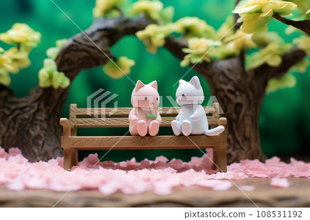 Cat and Bench (3D) - Spring 108531192