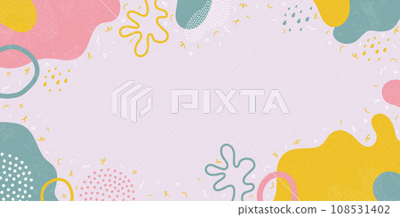 Cute doodle background. Background with abstract shapes and dots. Modern vector pattern for Banner, Flyer, Cover... Cute doodle background. Background with abstract shapes and dots. Modern vector pattern for Banner, Flyer, Cover... 108531402