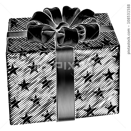 Christmas Gift Birthday Vintage Present Box Bow Christmas Gift Birthday Vintage Present Box Bow 108531588