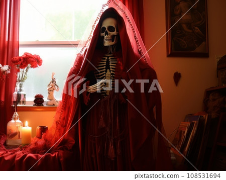 Santa Muerte is the deity of death. The day of the Dead AI 108531694