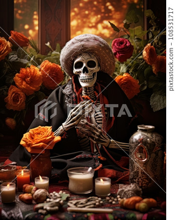 Santa Muerte is the deity of death. The day of the Dead AI 108531717