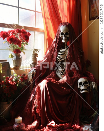 Santa Muerte is the deity of death. The day of the Dead AI 108531746