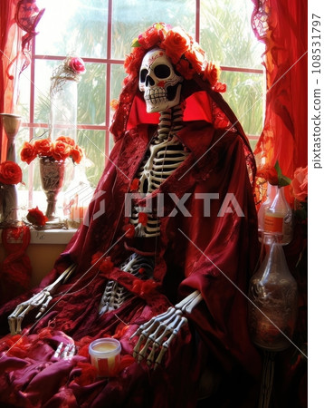 Santa Muerte is the deity of death. The day of the Dead AI 108531797