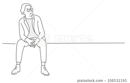 Young man in glasses sitting 108532191