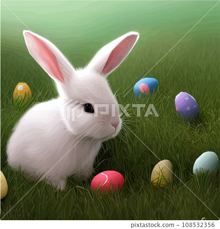 Cute little rabbit for Easter spring holiday , spring holiday .Easter landscape , Wildlife forest, park, meadow and farm animals. Nice rabbit sitting on the meadow grass grass Cute little rabbit for Easter spring holiday , spring holiday .Easter landscape , Wildlife forest, park, meadow and farm animals. Nice rabbit sitting on the meadow grass grass 108532356