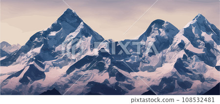 Fantasy epic magic mountain landscape. Mystical winter valley valley , Panoramic view of big mountains . Mountains landscape. Rural nature background. hills horizon Fantasy epic magic mountain landscape. Mystical winter valley valley , Panoramic view of big mountains . Mountains landscape. Rural nature background. hills horizon 108532481