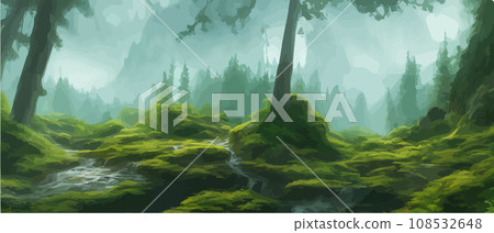 Fantasy epic magic mountain landscape. Mystical winter valley valley , Panoramic view of big mountains . Mountains landscape. Rural nature background. hills horizon Fantasy epic magic mountain landscape. Mystical winter valley valley , Panoramic view of big mountains . Mountains landscape. Rural nature background. hills horizon 108532648