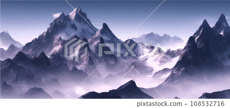 Fantasy epic magic mountain landscape. Mystical winter valley valley , Panoramic view of big mountains . Mountains landscape. Rural nature background. hills horizon Fantasy epic magic mountain landscape. Mystical winter valley valley , Panoramic view of big mountains . Mountains landscape. Rural nature background. hills horizon 108532716