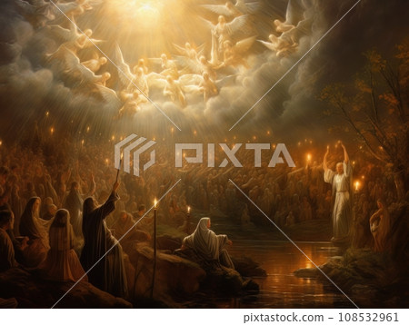 All Saints Day, the souls of the dead return home, oil illustration AI 108532961