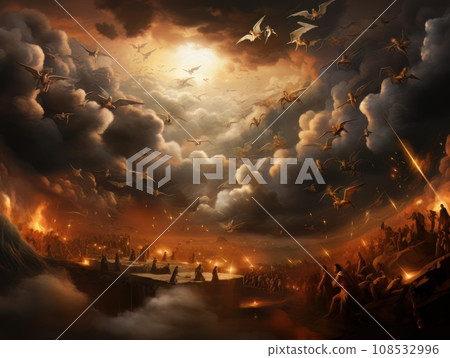 All Saints Day, the souls of the dead return home, oil illustration AI All Saints Day, the souls of the dead return home, oil illustration AI 108532996