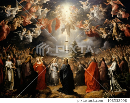 All Saints Day, the souls of the dead return home, oil illustration AI 108532998