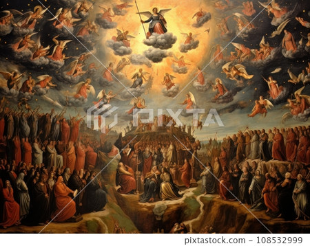 All Saints Day, the souls of the dead return home, oil illustration AI 108532999