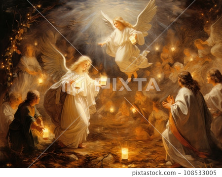 All Saints Day, the souls of the dead return home, oil illustration AI 108533005