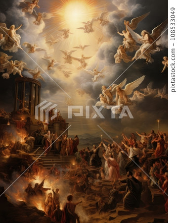 All Saints Day, the souls of the dead return home, oil illustration AI 108533049