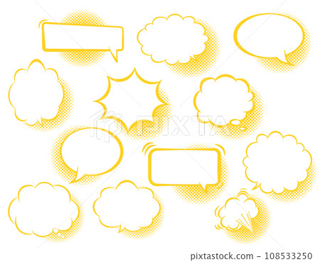 American comic speech bubble set with halftone shadow/yellow 108533250