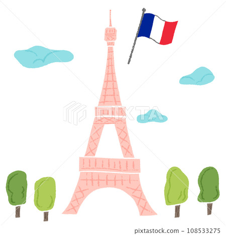France Eiffel Tower, hand drawn stylish illustration with colored pencil texture France Eiffel Tower, hand drawn stylish illustration with colored pencil texture 108533275