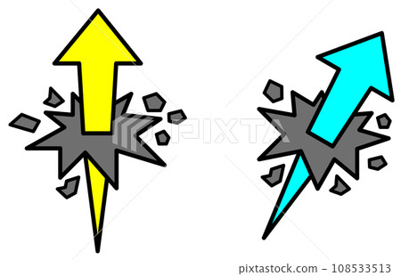 Illustration of an arrow breaking through the wall of limitations and rising rapidly upwards 108533513