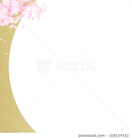 Simple Japanese style frame with gold leaf and cherry blossoms 108534581