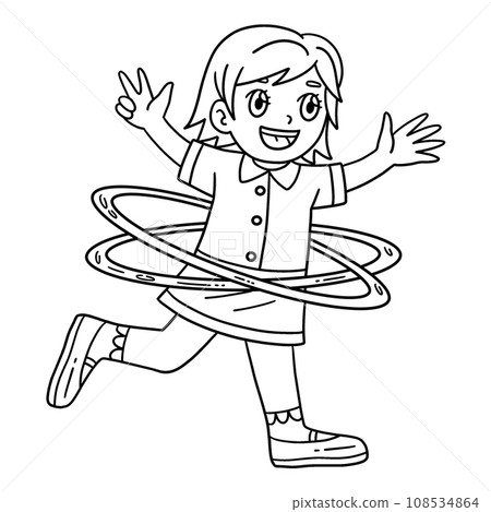 Circus Child and Hula Hoop Isolated Coloring Page Circus Child and Hula Hoop Isolated Coloring Page 108534864
