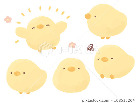 Hand-drawn chick character expression set 108535204
