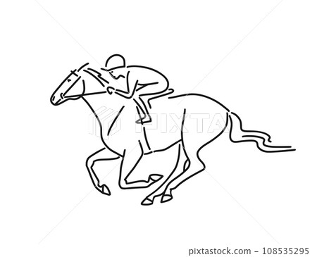 Jockey riding race horse. Vector illustration. Jockey riding race horse. Vector illustration. 108535295