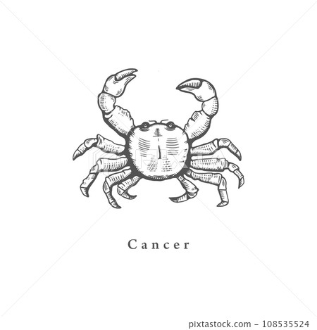 Cancer zodiac symbol, hand drawn  108535524