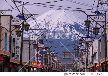 《Yamanashi Prefecture》Fujiyoshida, a shopping street with a view of Mt. Fuji 108535733