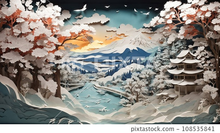 Beautiful Japanese winter scene 108535841