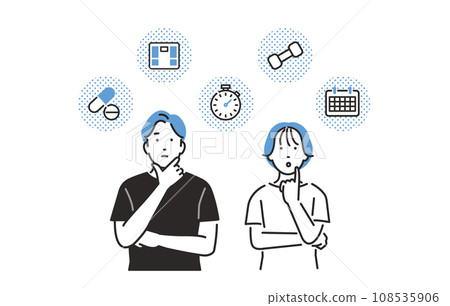 People Men and women thinking about health People Men and women thinking about health 108535906