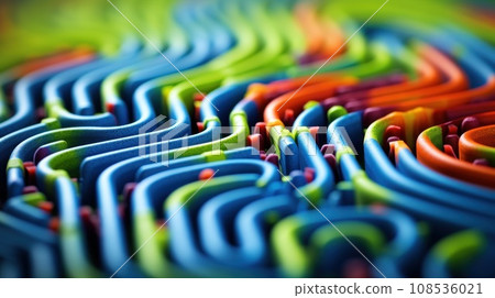 Abstract colorful maze background, AI 108536021