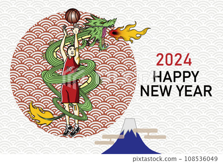 活躍如龍的籃球運動員賀年片 108536049