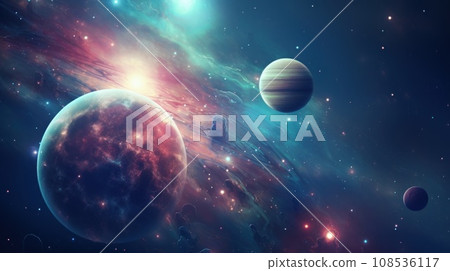 An alien planet system in deep space, AI 108536117