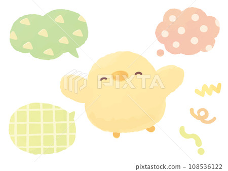 A cute balloon with a chick who talks happily 108536122