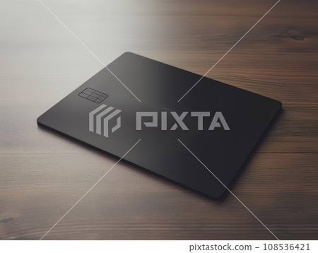 Black bank credit card on wooden table isolated AI Black bank credit card on wooden table isolated AI 108536421