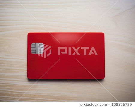 Red bank credit card on wooden table isolated AI Red bank credit card on wooden table isolated AI 108536729