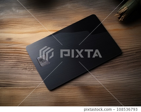 Black bank credit card on wooden table isolated AI Black bank credit card on wooden table isolated AI 108536793