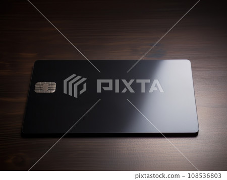 Black bank credit card on wooden table isolated AI Black bank credit card on wooden table isolated AI 108536803