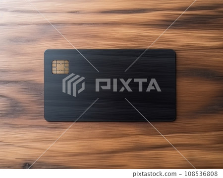 Black bank credit card on wooden table isolated AI Black bank credit card on wooden table isolated AI 108536808