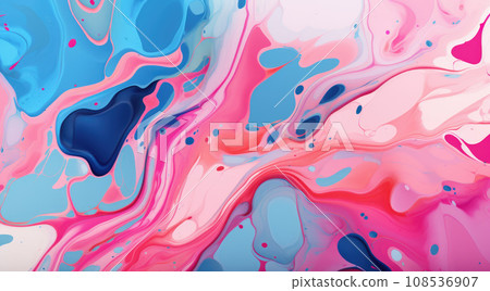 Background with liquid colored swirls and dye blends that flows from top to bottom. Fluid art acrylic texture with colorful waves, mixing paint effect. 108536907