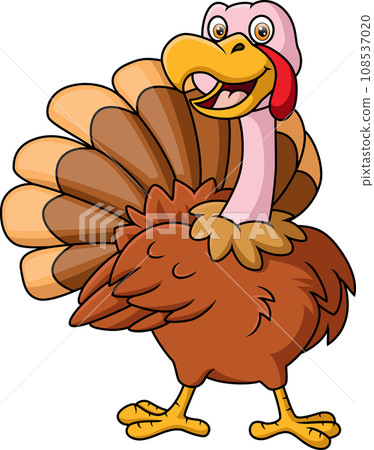 Happy turkey bird cartoon on white background 108537020