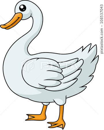 Cute swan cartoon on white background 108537043